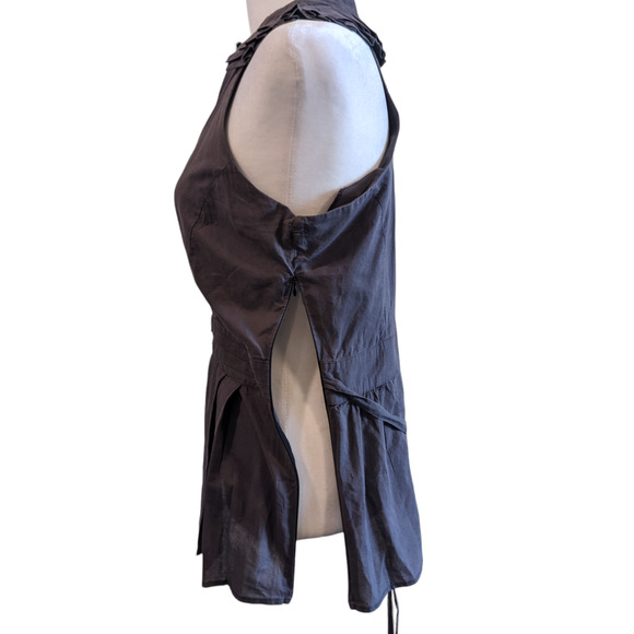 Plains & Prints Pleated Tie Waist Ruffle Top Size 4 - Picture 4 of 5